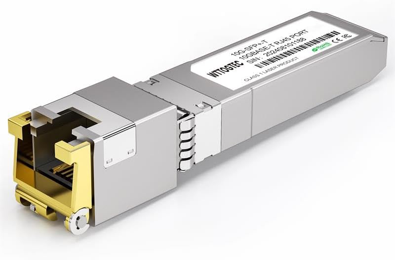 WTTOGTEC 𝟴𝟬-𝗠𝗲𝘁𝗲𝗿 10Gb SFP+ to RJ-45 Module Transceiver up to 262Ft (80m), 1.25/2.5/5/10G-T Copper SFP+ CAT6a Module, Auto-Negotiation, for Cisco SFP-10G-T-S, Meraki, TP-Link, Mikrotik, Netgear and More - Image 1